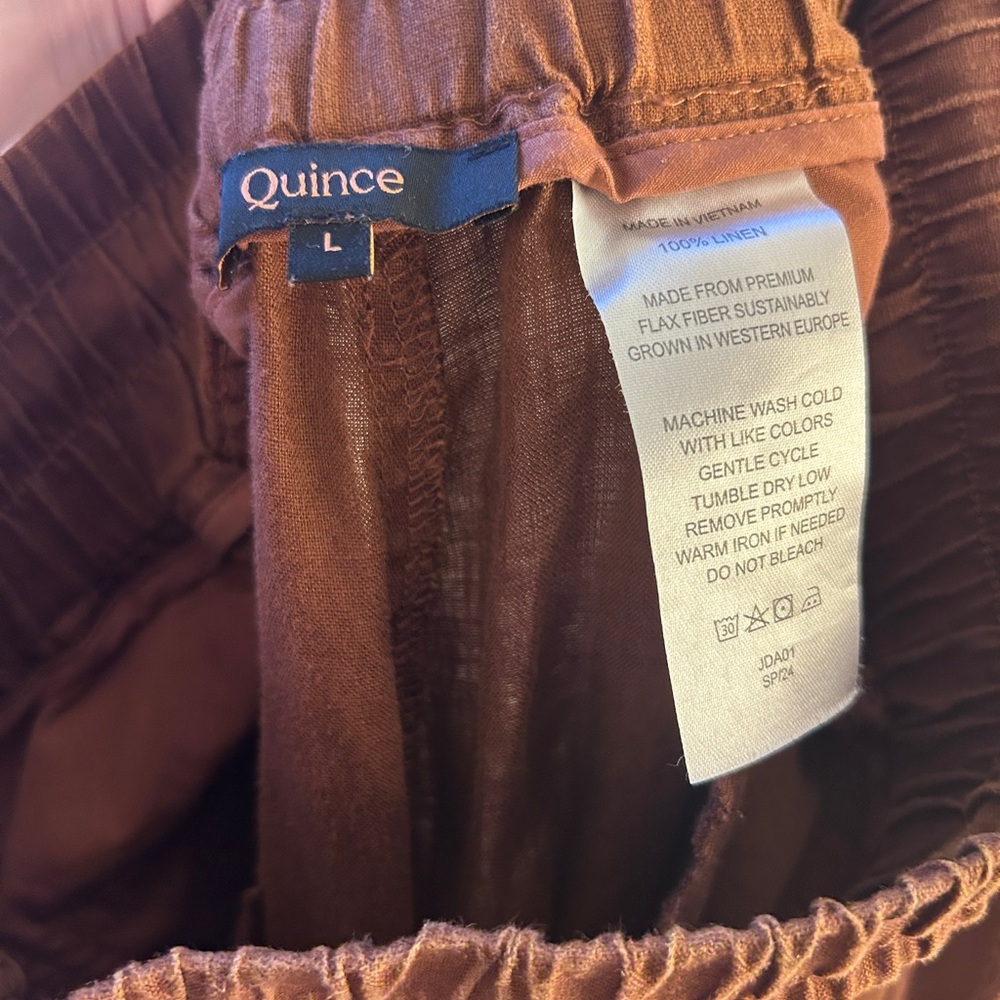 Quince European Linen Wide Leg Pants in Chocolate - Picture 3 of 3